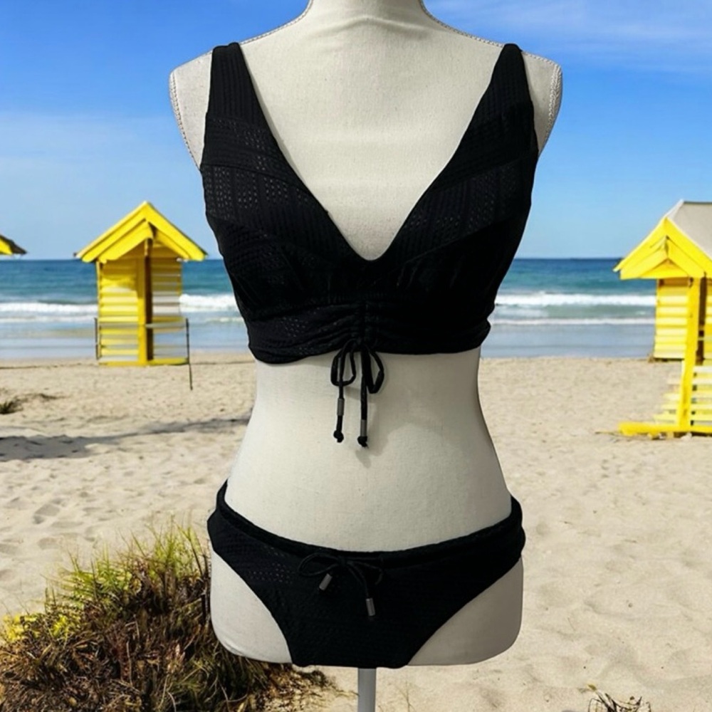 BECCA Black Textured Bikini Set